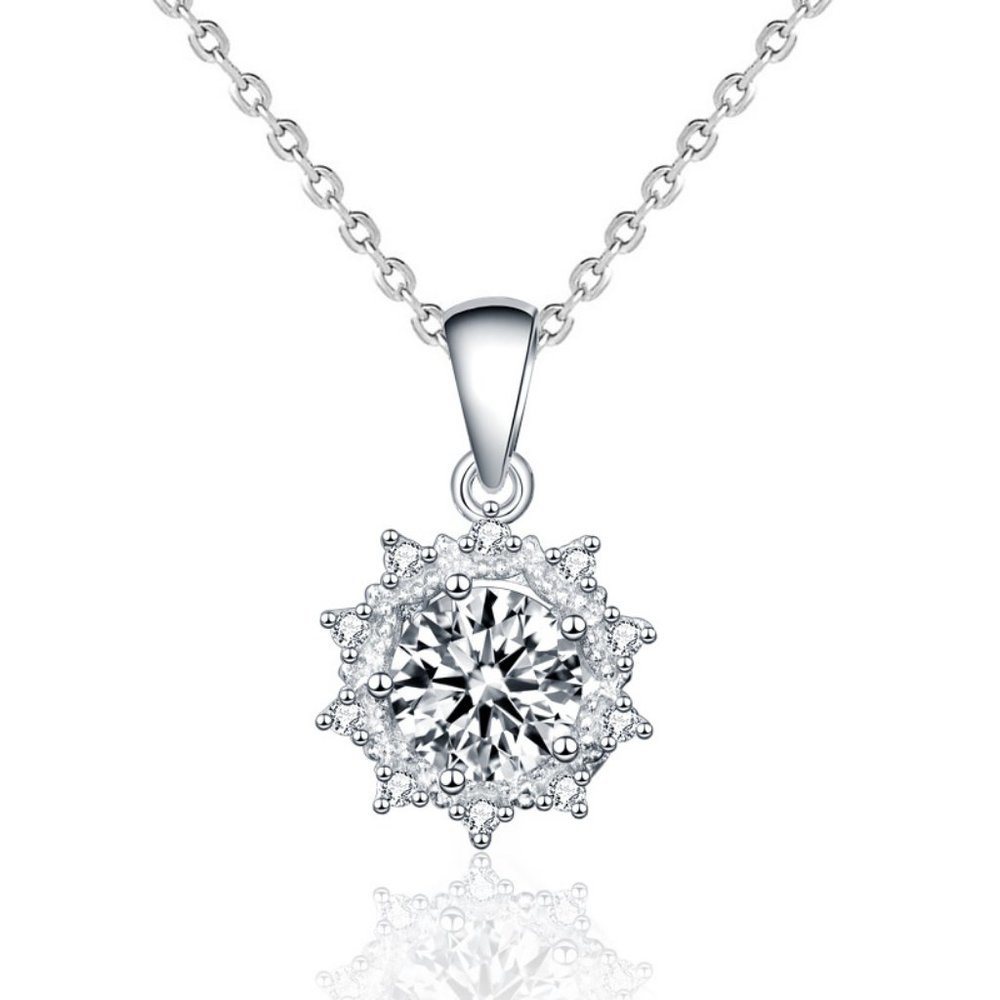 Certified 1ct. t.w. Diamond Moissanite Sunflower Necklace NEW - Picture 6 of 9